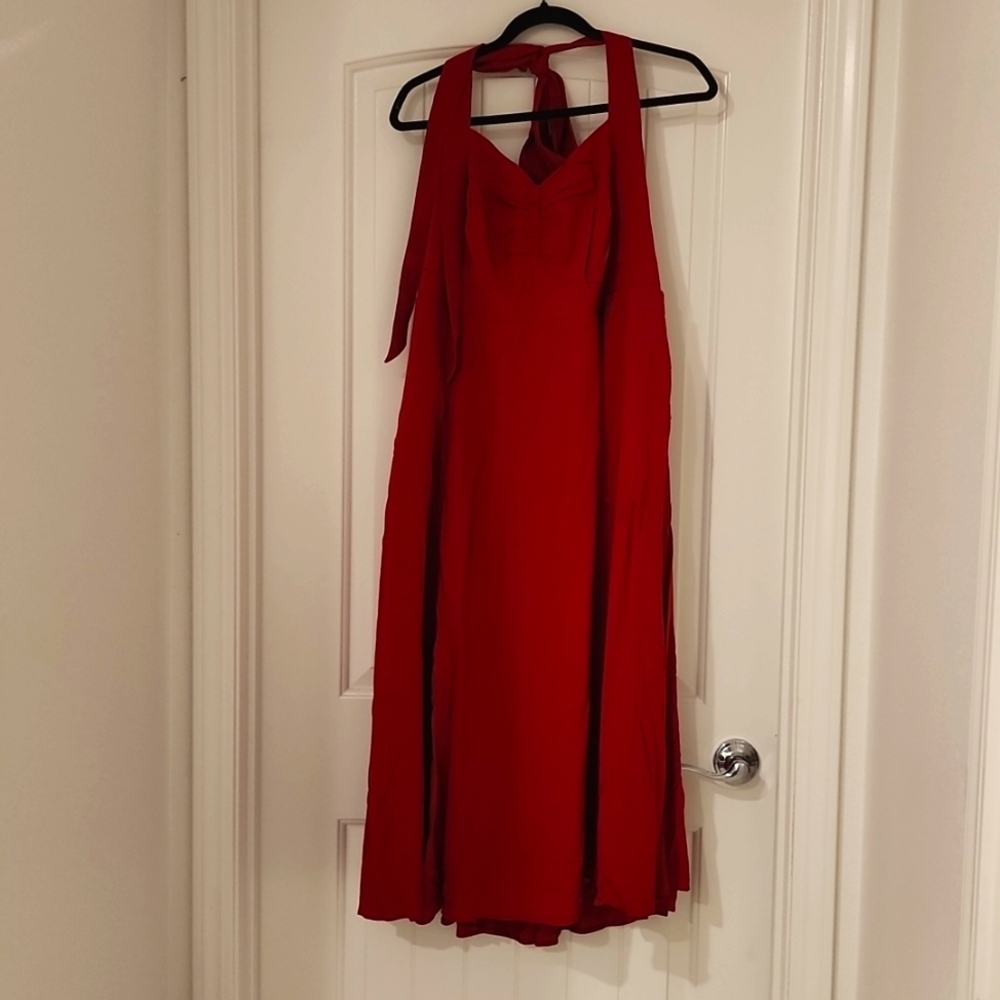 NWT Red Retro halter midi  dress SZ 2 Torrid
